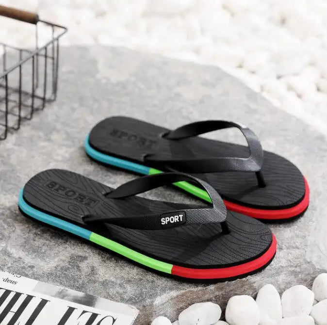 Men's Summer Beach Rubber Flip Flops, Trendy Casual Clip-Toe Flip Flops for Outdoor Wear