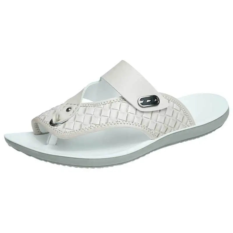 Men's Summer Outdoor Breathable Slip-On Slippers, Soft-Soled Open-Toed Flip-Flops, Casual Large Size Beach Shoes