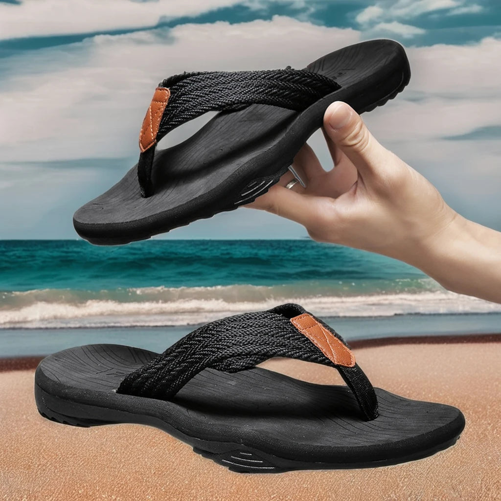 Men's Summer Open Toe Flip Flops, Soft Casual Beach Sandals for Outdoor Wear