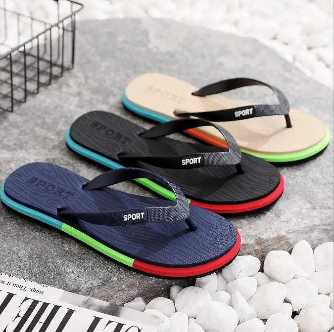 Men's Summer Beach Rubber Flip Flops, Trendy Casual Clip-Toe Flip Flops for Outdoor Wear