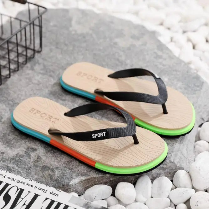 Men's Summer Beach Rubber Flip Flops, Trendy Casual Clip-Toe Flip Flops for Outdoor Wear