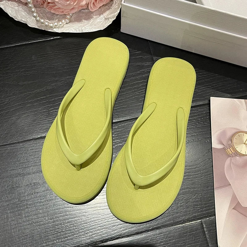 Women's Colorful Candy Flip Flops - High Quality Rubber Straps, Outdoor Beach Slides, Custom Design Slippers