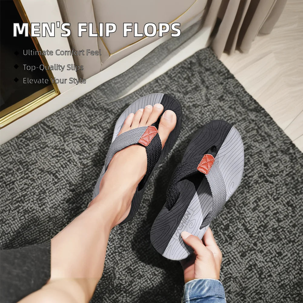 Men's Summer Open Toe Flip Flops, Soft Casual Beach Sandals for Outdoor Wear