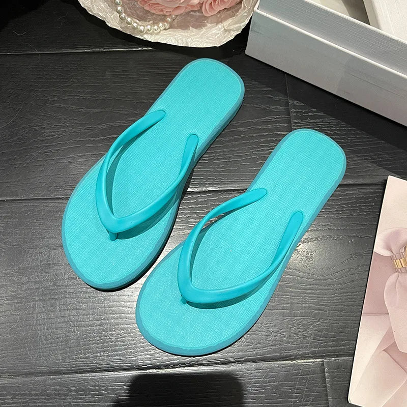 Women's Colorful Candy Flip Flops - High Quality Rubber Straps, Outdoor Beach Slides, Custom Design Slippers